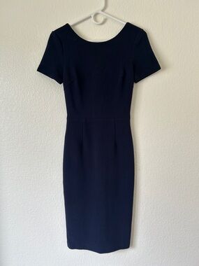 Boden Navy Short-Sleeve Midi Sheath Dress